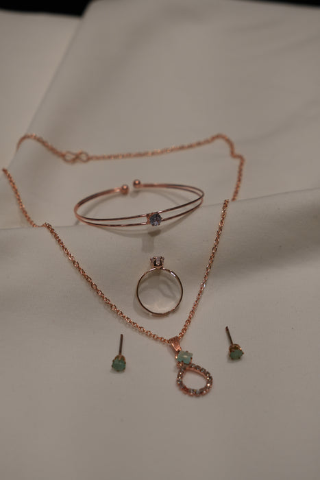 Rosegold Combo set with green stone