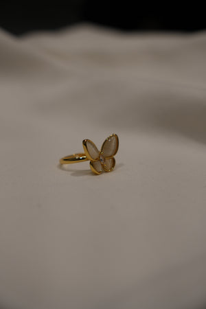 Silver and gold Butterfly Adjustable Ring