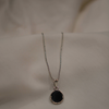 Single Black Stone Pendant with Chain