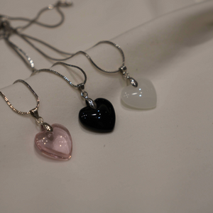 Heart Shaped Pendants in Three Different Colors with Chain