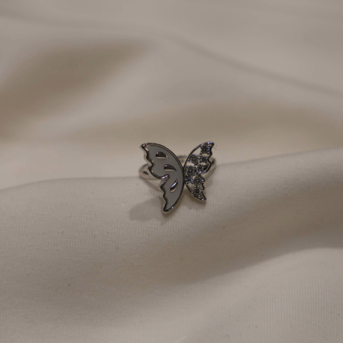 Silver Stones Butterfly Adjustable Ring