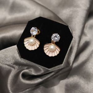 Pearl with White Stone Earring for Women