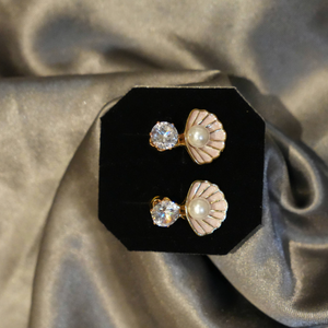 Pearl with White Stone Earring for Women